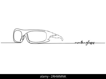 Bergbrille One Line Drawing Fortlaufendes Handgezeichnetes Sportmotiv Stock Vektor