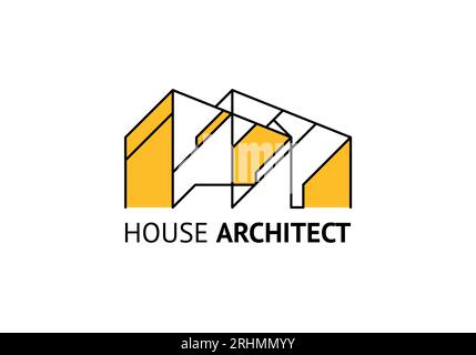 Architektur-Logo-Vorlage, Immobiliensymbol modernes Gebäude, Linie minimales Design. Vektor-Illustration Wohnung abstrakte Konstruktion. Stock Vektor