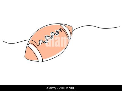 Rugby Ball One Line Drawing: Fortlaufendes Handgezeichnetes Sportmotiv Stock Vektor