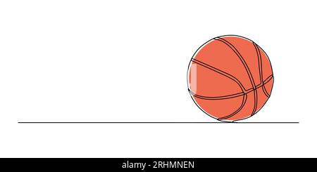 Durchgehende einzelne Linie der Korbkugel isoliert auf weißem Hintergrund. Stock Vektor
