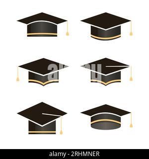 college Graduation Cap Buntes flaches Element für Alphabetisierungstag internationale Feier Bildung Hintergrund. Stock Vektor
