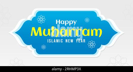 Glückliches muharram islamisches neujahrsbanner mit muslimischen Ornamenten isoliert auf weißer Farbe für islamisches Hintergrundplakat. Stock Vektor