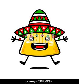 Süße Nachos-Cartoon-Figur Mit Sombrero-Hut Stock Vektor