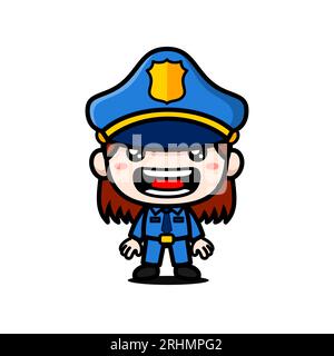 Eine Süße Polizeifrau-Cartoon-Figur Stock Vektor