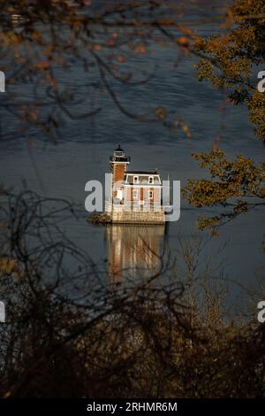Hudson - Athen Leuchtturm Hudson, New York, USA Stockfoto