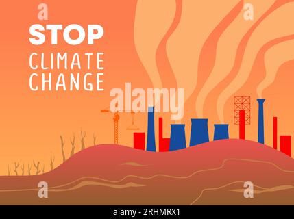 Hintergrundbanner zum Thema „Klimawandel stoppen“ für die Förderung der Natur, um die Erde zu retten Stock Vektor