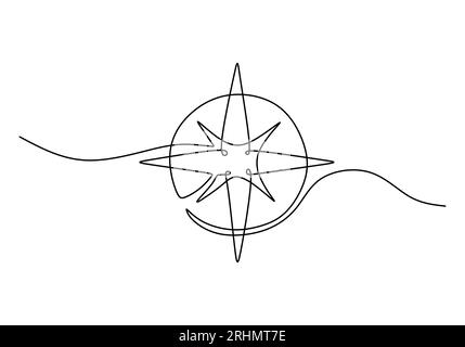 Eine durchgehende einzelne Kompasszeile für die Navigation isoliert auf weißem Hintergrund. Stock Vektor