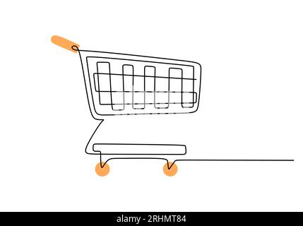 Durchgehend eine einzelne Zeile Einkaufswagen isoliert auf weißem Hintergrund. Stock Vektor