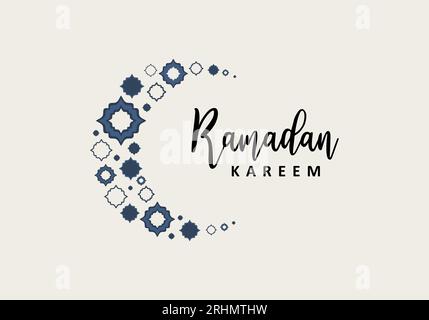 Ramadan Kareem islamisches Design Banner Halbmond mit islamischem Ornament isoliert auf grauem Hintergrund. Stock Vektor