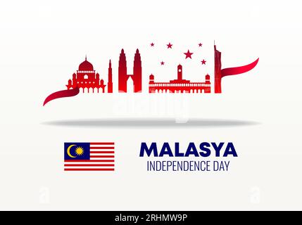 Malaysia Independence Day Hintergrundbanner Poster für nationale Feierlichkeiten am 31. august. Stock Vektor