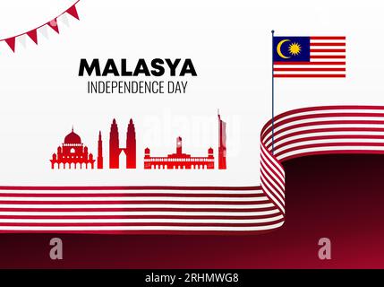 Malaysia Independence Day Hintergrundbanner Poster für nationale Feierlichkeiten am 31. august. Stock Vektor
