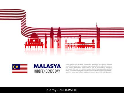 Malaysia Independence Day Hintergrundbanner Poster für nationale Feierlichkeiten am 31. august. Stock Vektor