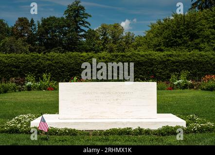 Franklin D. Roosevelt & Eleanor Roosevelt's Grave Site Heim der Franklin D. Roosevelt National Historic Site   Hyde Park, New York, USA Stockfoto