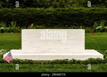 Franklin D. Roosevelt & Eleanor Roosevelt's Grave Site Heim der Franklin D. Roosevelt National Historic Site   Hyde Park, New York, USA Stockfoto