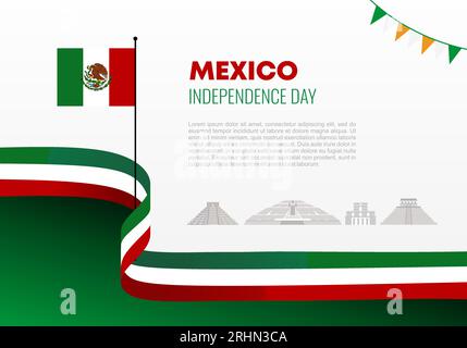 Mexiko Unabhängigkeitstag Hintergrundbanner Poster für nationale Feierlichkeiten am 16. Und 17. september. Stock Vektor