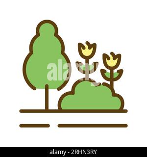 Dekoration Garten Farbe Linie Symbol. Gartenservice. Bearbeitbare Kontur. Stock Vektor