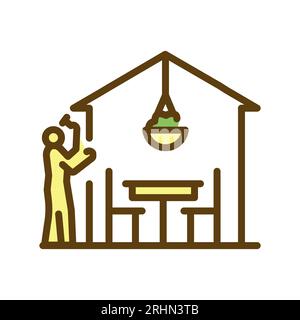 Symbol für die farbige Linie im Terrassenbau. Gartenservice. Bearbeitbare Kontur. Stock Vektor