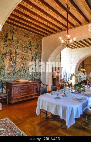 Der Speisesaal im Chateau de Chaumont-sur-Loire, Loire-Tal, Frankreich Stockfoto