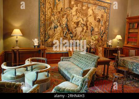 Der Bibliotheksraum im Chateau de Chaumont-sur-Loire, Loire-Tal, Frankreich Stockfoto