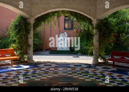 Der Friedensgarten in Ghajar (arabisch غجر, auch Rhadjar) ist ein alawitisch-arabisches Dorf am Fluss Hasbani an der Grenze zwischen Libanon und Israel Stockfoto