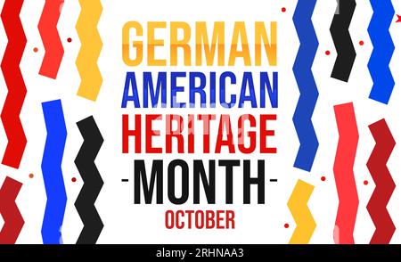 Oktober ist der Monat des deutschen amerikanischen Kulturerbes, Hintergrunddesign mit Formen und Typografie. Stockfoto