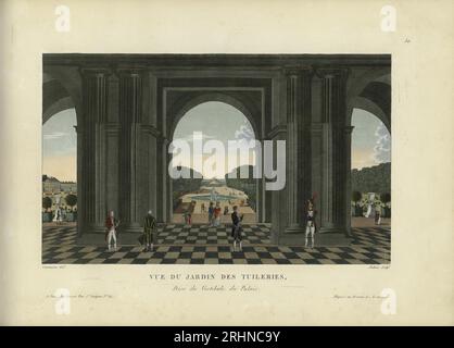 Vue du jardin des Tuileries, Prise du vestibule du Palais. Museum: PRIVATSAMMLUNG. Verfasser: Henri Courvoisier-Voisin. Stockfoto