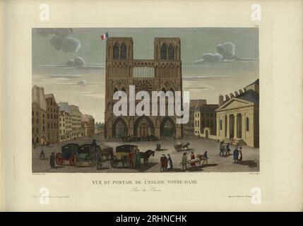 Vue du portail de l'église Notre-Dame, Prise du parvis. Museum: PRIVATSAMMLUNG. Verfasser: Henri Courvoisier-Voisin. Stockfoto