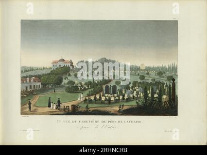 VUE du cimetière du Père de Lachaise prise de l'entrée. Museum: PRIVATSAMMLUNG. Verfasser: Henri Courvoisier-Voisin. Stockfoto