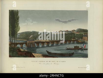 Vue du château et du pont de Saint-Cloud, Prise de la plaine de Boulogne. Museum: PRIVATSAMMLUNG. Verfasser: Henri Courvoisier-Voisin. Stockfoto