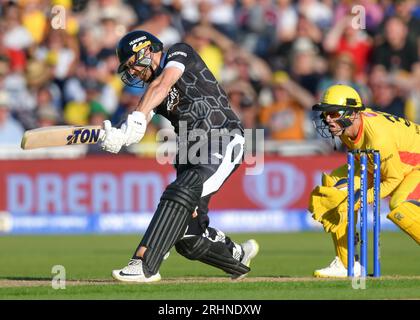 Nottingham, Vereinigtes Königreich. August 2023. Auf dem Bild von links nach rechts Phil Salt (Manchester Originals) beim Batting auf der 100 bei Trent Bridge (Trent Rockets gegen Manchester Originals. Bild: Mark Dunn/Alamy Live News (Sport) Stockfoto