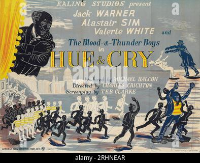 Hue And Cry Original British Quad Film Poster Ealing Studios Michael Balcon General Film Distributors, 1947 Stockfoto