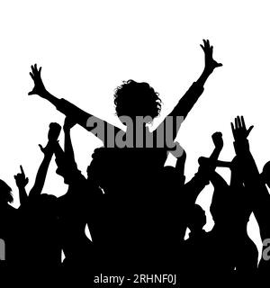 Silhouette eines Partypublikums in Schwarz auf weißem Hintergrund Stock Vektor