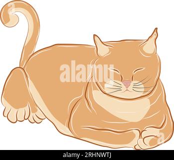 Die orange Katze schläft glücklich. Stock Vektor