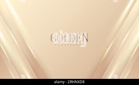 Luxuriöser goldener Hintergrund mit Glitzer- und Lichteffekt. Eleganter cremefarbener Hintergrund mit Papierschnitt Stock Vektor