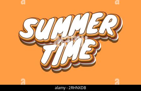 Sommerzeitbeschriftung mit Cartoon-Stil isoliert auf orangefarbenem Hintergrund Stock Vektor