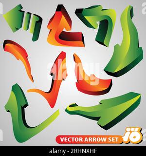 Satz von 3D-Pfeilzeichen Stock Vektor