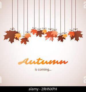 Der Herbst kommt – farbenfrohes Cover-, Banner-, Plakat-, Poster- oder Flyer-Design mit gefallenen Herbstblättern – EPS10 Vektor-Hintergrundvorlage Stock Vektor