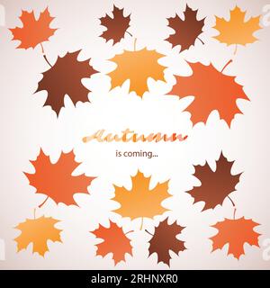 Der Herbst kommt – farbenfrohes Cover-, Banner-, Plakat-, Poster- oder Flyer-Design mit gefallenen Herbstblättern – EPS10 Vektor-Hintergrundvorlage Stock Vektor