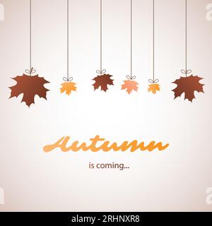 Der Herbst kommt – farbenfrohes Cover-, Banner-, Plakat-, Poster- oder Flyer-Design mit gefallenen Herbstblättern – EPS10 Vektor-Hintergrundvorlage Stock Vektor