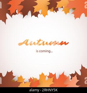 Der Herbst kommt – farbenfrohes Cover-, Banner-, Plakat-, Poster- oder Flyer-Design mit gefallenen Herbstblättern – EPS10 Vektor-Hintergrundvorlage Stock Vektor