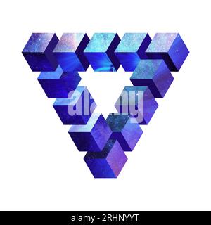Unmögliches Dreieck.isoliertes Penrose-Dreieck Stockfoto