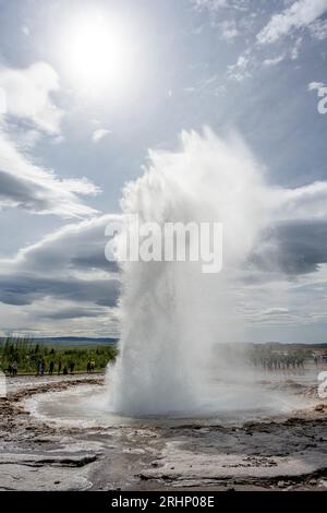 The Strokkur geysir, Geysir geothermal area, Iceland Stock Photo