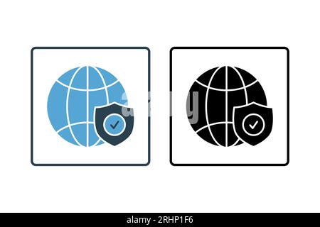 Symbol Netzwerkschutz. Symbol für die Suchmaschinenoptimierung. Geeignet für Website-Design, App, Benutzeroberflächen. Durchgehender Symbolstil. Einfache Vect Stock Vektor