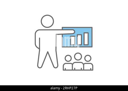 Schulungssymbol für Suchmaschinenoptimierung. Symbol für die Suchmaschinenoptimierung. Geeignet für Website-Design, App, Benutzeroberflächen. Flache Linie IC Stock Vektor