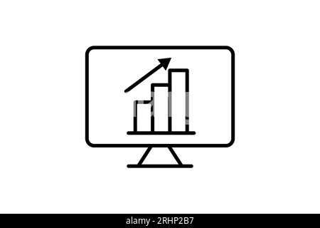 Symbol "Überwachung der Suchmaschinenoptimierung". Symbol für die Suchmaschinenoptimierung. Geeignet für Website-Design, App, Benutzeroberflächen. Liniensymbol Stock Vektor