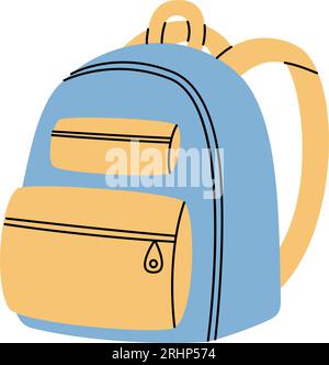 Schulrucksack, Schultasche, Bürobedarf. Zurück zur Schule. Vektorillustration. Stock Vektor