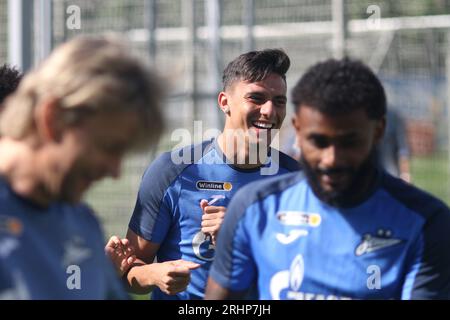 Sankt Petersburg, Russland. August 2023. Gustavo Mantuan (31), ein Fußballspieler des Zenit Football Club bei einer medienoffenen Trainingseinheit in Sankt Petersburg, vor dem Spiel der 5. Runde der russischen Premier League, Spartak Moskau - Zenit Sankt Petersburg. (Foto: Maksim Konstantinov/SOPA Images/SIPA USA) Credit: SIPA USA/Alamy Live News Stockfoto