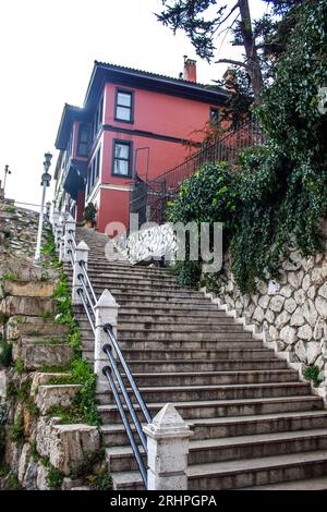 Bursa, Türkei - 3. Februar 2018 : der Blick von der Treppe zum Kitapevi Hotel Stockfoto