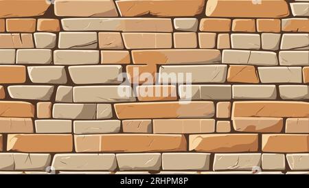 Alte Backsteinmauer Hintergrund. Natürliche rote, braune Steinstruktur. Surtface-Design. Vektor-realistische Zeichentrickillustration Stock Vektor