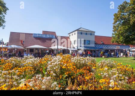 Promenade mit Geschäften, Steinhude, Wunstorf, Niedersachsen, Deutschland, Europa Stockfoto